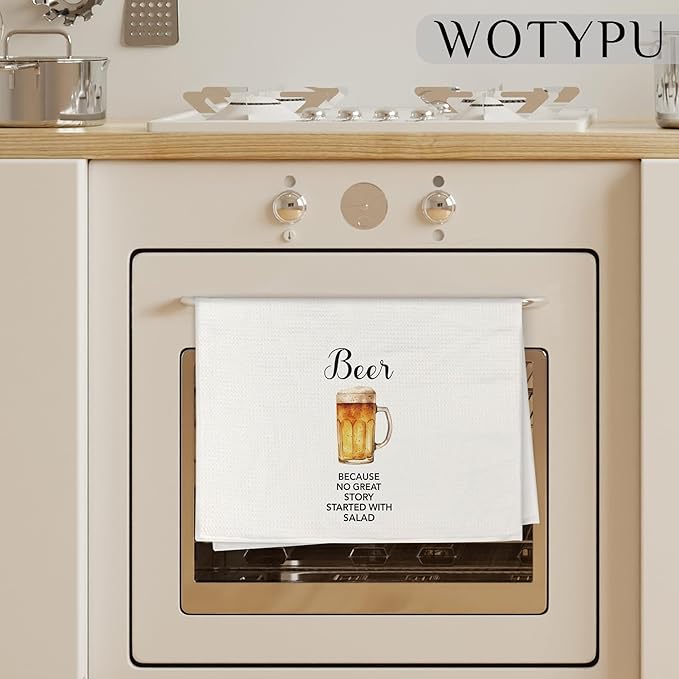 Funny Beer Kitchen Bar Towels, Beer Gifts for Women Men Dish Tea Towel, Alcohol Lover Gifts Decorative Hand Towels for Kitchen Home Bar Cart Decor, 16x24 Inch