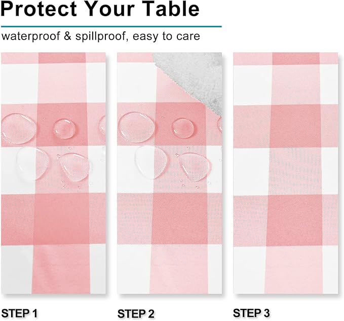 Hiasan Checkered Tablecloth Rectangle - Stain Resistant, Waterproof and Washable Table Cloth Gingham for Valentine's Day/Outdoor Picnic/Holiday Dinner/Kitchen, 30 x 60 Inch, Peach Pink and White