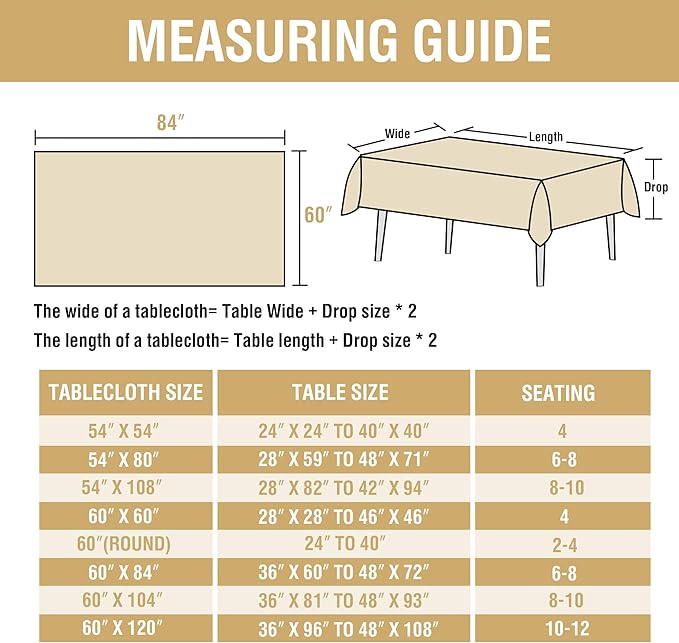 H.VERSAILTEX Linen Table Cloths Rectangle 60 x 84 Inch Premium Tablecloth Spill-Proof Waterproof Table Cover for Dining Buffet Feature Extra Soft and Thick Fabric Wrinkle Free, Natural