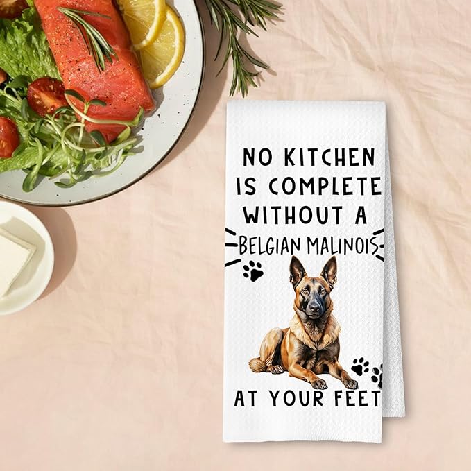 Belgian Malinois Funny Dog Kitchen Towels - Belgian Malinois Waffle Weave Hand Towels,A Kitchen is Not Complete Towel for Home Bathroom,Dog Lovers Gift,16×24 Inch