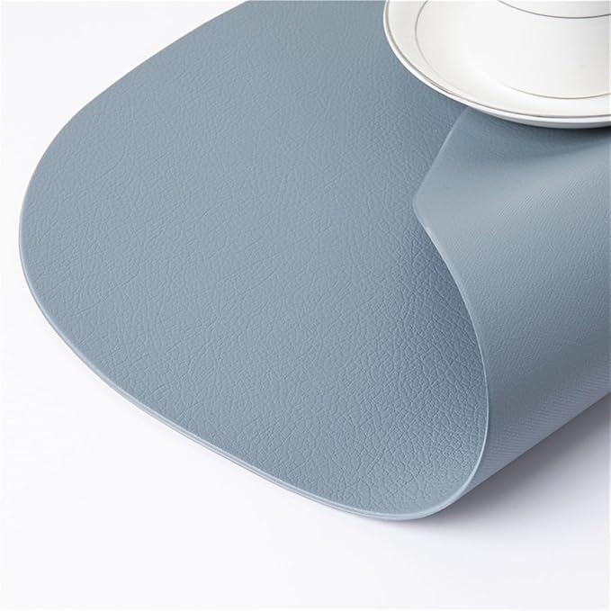 Grey PU Leather Placemats for Table Waterproof Non-Slip Table Mat Set Coaster Set Cup Wine Mat Tableware Pad Napkin for Kitchen(Pink)