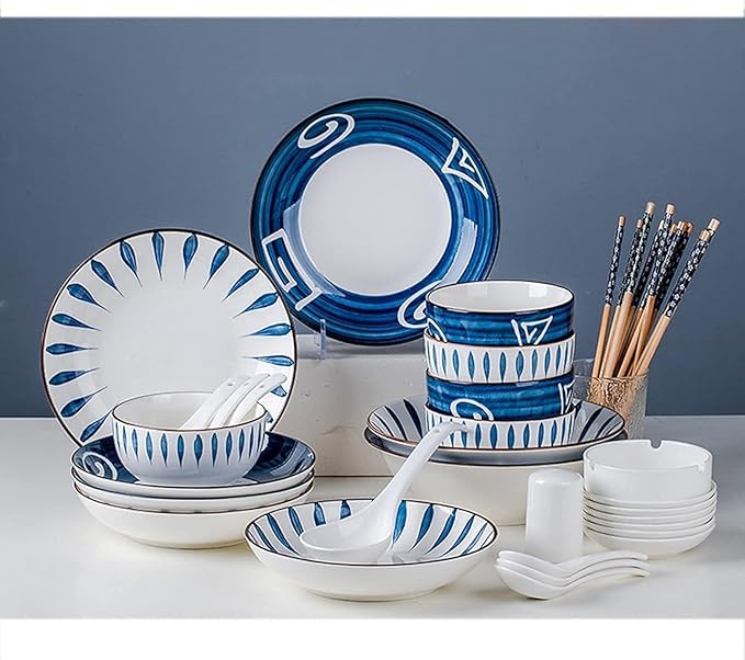 Dinnerware Set, Plates and Bowls Sets, Plates and Bowls Sets, Dishes Sets-Complete Porcelain Combination-for Home Kitchen Dining(Mixed Colors,35 Pieces)