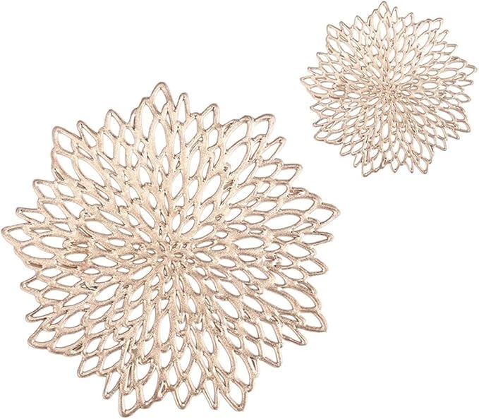 4/8PCS PVC Dandelion Hollow Nordic Style Non-Slip Kitchen Placemat Coaster Insulation Pad Dish Coffee Table Mat Home Hotel Decor(Placemat Coaster,8 PCS)