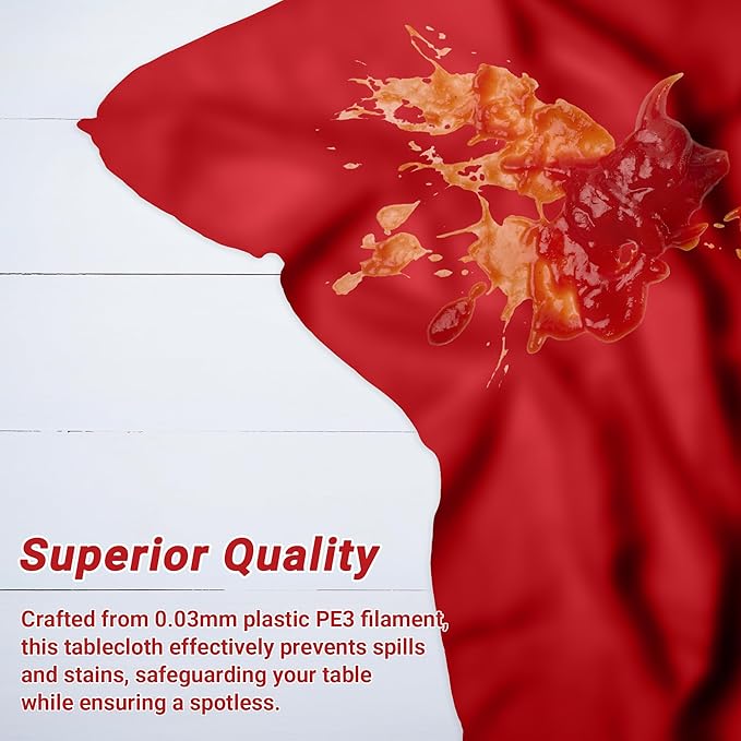 QZYL 2 Pack Picnic Table Cover, 108 x 54 Inches Red Plastic Table Cloths, Red Disposable Tablecloth Rectangle Tablecover, Waterproof Decorations Party Supplies for Wedding Anniversary Home