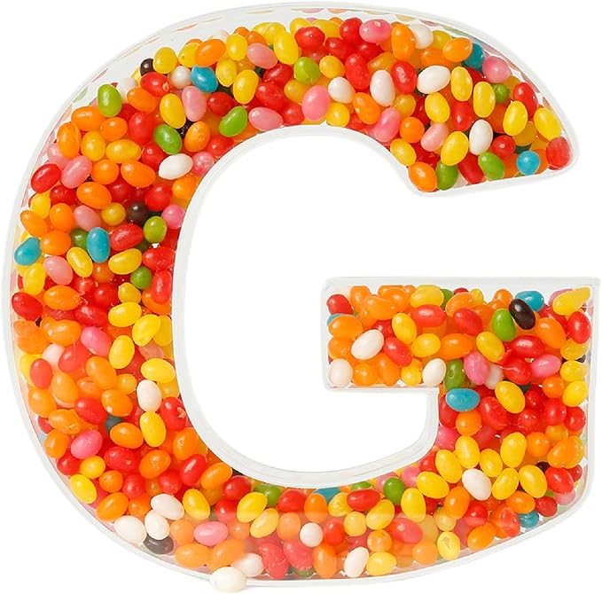 Fillable Alphabet Acrylic Tray Letter Candy Jar Reusable Party Food Jar with Magnetic Lid 10-Inch Sealed Decorative Box (G)