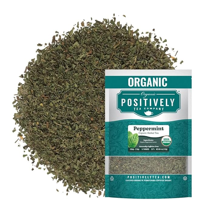Organic Positively Tea Company, Peppermint Leaf, Herbal Tea, Loose Leaf, 4 Ounce