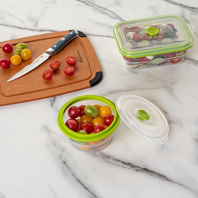 Restaurantware-Fresh Hero 16 Ounce Storage Containers, 20 Durable Airtight Food Containers - Microwavable, Freezable, Green Silicone Collapsible Container, Dishwashable, With Vented Lids