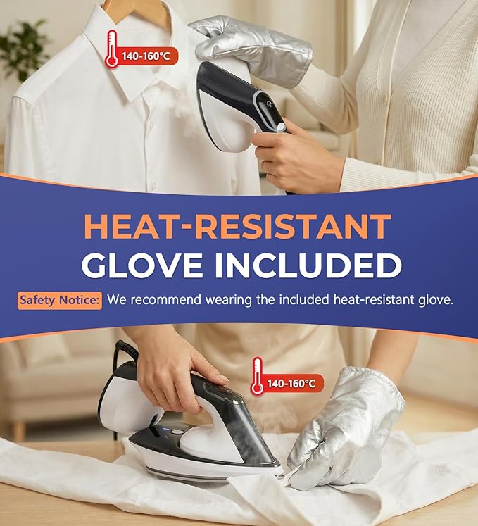 Steamer for Clothes, 1600W 2-in-1 Steamer & Iron with Large Ceramic Plate, Powerful Turbo Steam, Smart Temperature Control, Auto-Off, Wrinkle Remover for All Fabrics