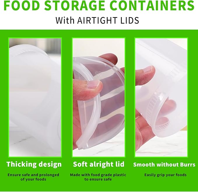 Jeffbaubl 24oz Deli Containers with Lids, 50 Pack Leakproof Clear Takeout Container, Deli Food Storage Containers, BPA Free Stackable Plastic Soup Container, Microwave Dishwasher Freezer Safe