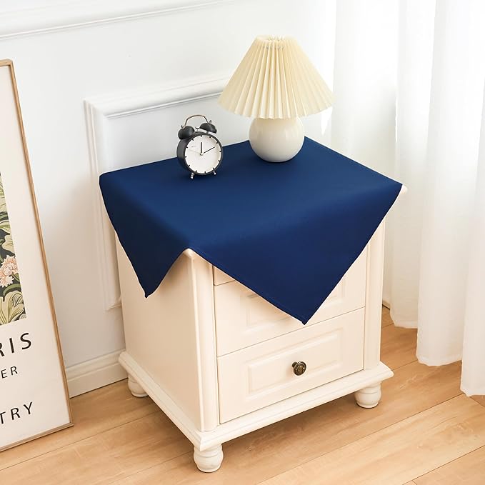 2 Pack Small Square Navy Polyester Tablecloth 24X24 Inch for End Table, Coffee Table, Nightstand