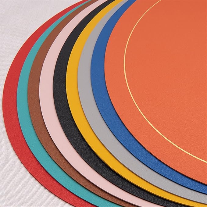 Faux Leather PU Placemats and Coasters Seasonal Decorations Classic Round Seasonal Decorations Classic Round Yellow(GR Pink)