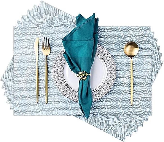 Heat- Placemats Set of 4 Stain Washable PVC Table Mats Kitchen Table mats for Dining Kitchen Table(Rhomb Coffee,1pcs 45x30cm)
