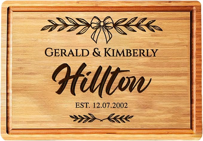 Personalized Cutting Board with Name Engraved Wedding Gifts, Unique Christmas Gift for Family, Wooden Anniversary Charcuterie Board Kitchen & Housewarming Gifts for Couples