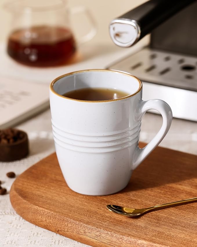 famiware Jupiter Coffee Mugs Set of 4, 13 oz Coffee Mug, Microwave and Dishwasher Safe, Coffee Cups with Handle for Coffee, Tea, Cocoa, Milk, White