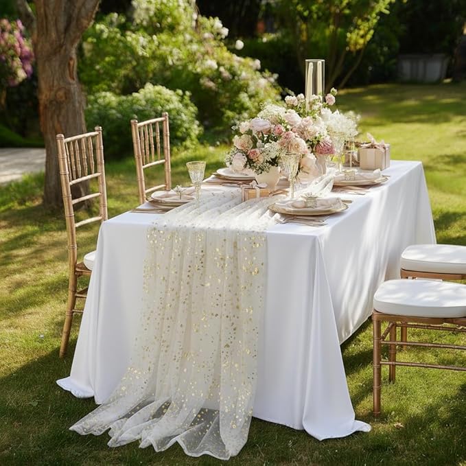 sancua Rectangle Tablecloth - 90 x 132 Inch - Water Resistant Spill Proof Washable Polyester Table Cloth, Decorative Fabric Table Cover for Dining Tables, Buffet Parties and Camping, White