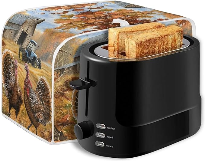 Doojoayie Turkey Toaster Cover Toaster Storage Bag Bread Maker Cover Stain Resistant for Kitchen 4 Slice Small Appliance Protector Thanksgiving Decor