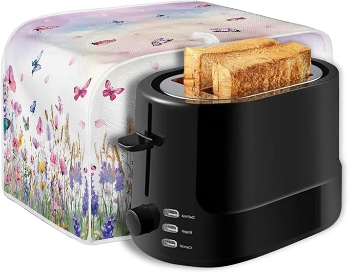 Doojoayie Butterfly Floral Toaster Cover Kitchen Decor Dust Proof Oven Cover 4 Slice Bread Maker Protector Kitchen Toaster Protection