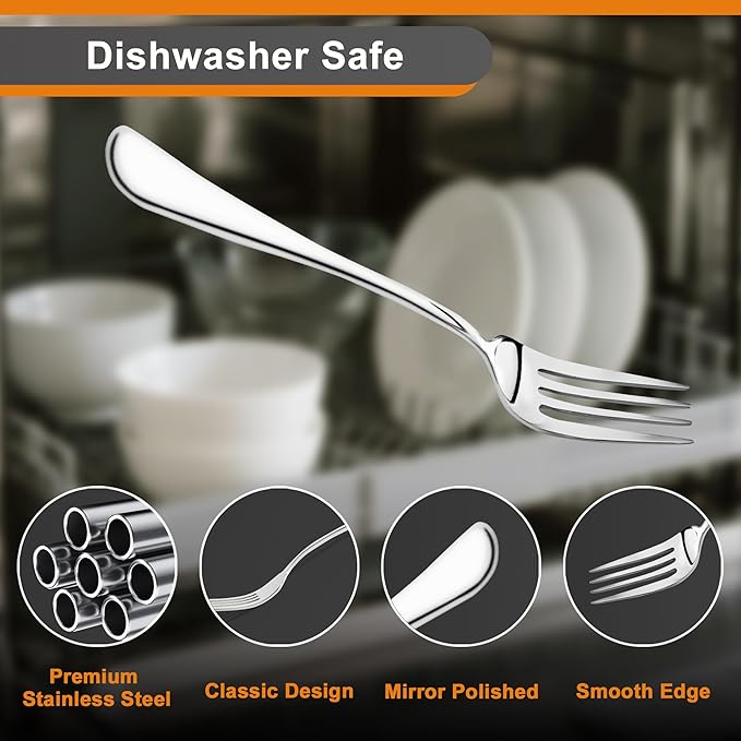 32 Pieces Dinner Forks Set,8" Forks,Food Grade Stainless Steel Dinner Forks,Fine Fork Set for Home,Kitchen,Restaurant,Mirror Polished and Dishwasher Safe