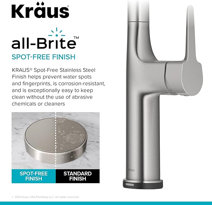 KRAUS Oletto Tall Modern Single-Handle Touch Kitchen Sink Faucet with Pull Down Sprayer in Spot Free Stainless Steel, KTF-3101SFS