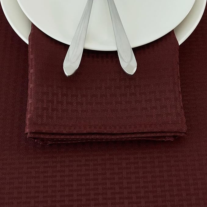 maxmill Cloth Napkins Weaved Texture Pattern Soft Comfortable and Luxury Serviette for Restaurant Family Dinners Weddings Parties and Banquets Set of 4 Pieces, 20 x 20 Inch Burgundy