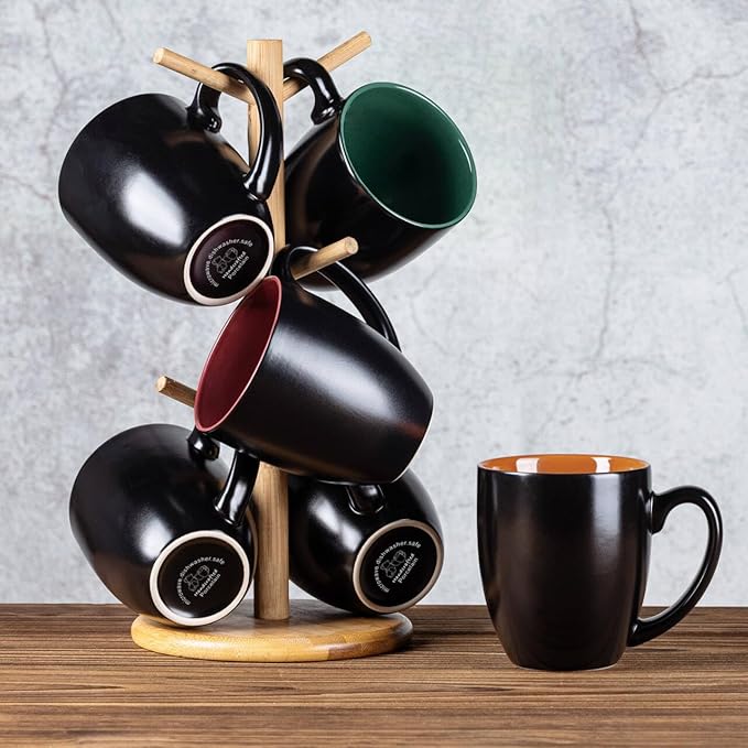 GBhome 12oz Coffee Mugs Set of 6,Ceramic Coffee Mugs for Man, Woman,Restaurant Modern Coffee Mugs Set with handle for Tea/Latte/Cappuccino/Milk/Cocoa. Dishwasher&Microwave Safe,Multi-Color,6 Pack