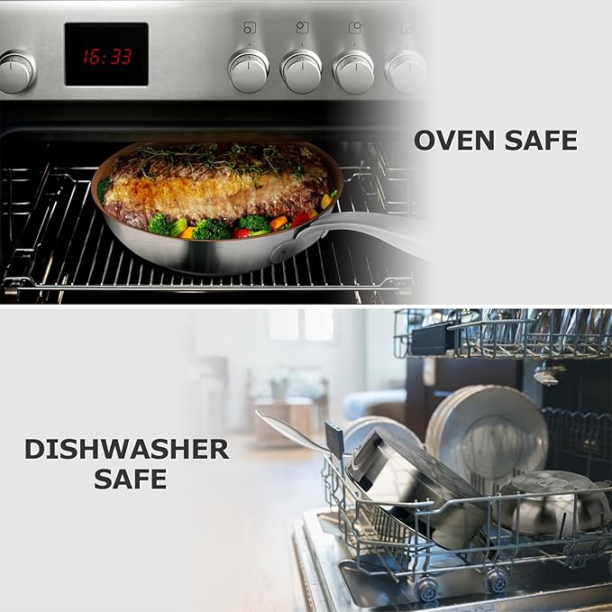 Duxtop Ceramic Nonstick Frying Pan 9.5" Stir Fry Pan Skillet with Stainless Steel Handle, PFAS Free, Dishwasher & Oven Safe, All Stovetops & Induction Compatible