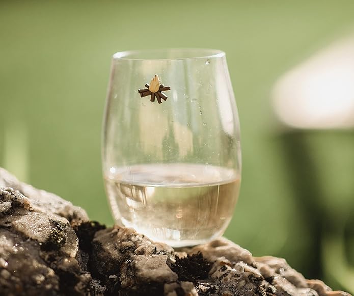 Simply Charmed Camping Wine Glass Charms - Great Gift for the Fisherman, Wine Accessories for the Mountain Cabin or Lake House Set of 6 Magnetic Drink Markers