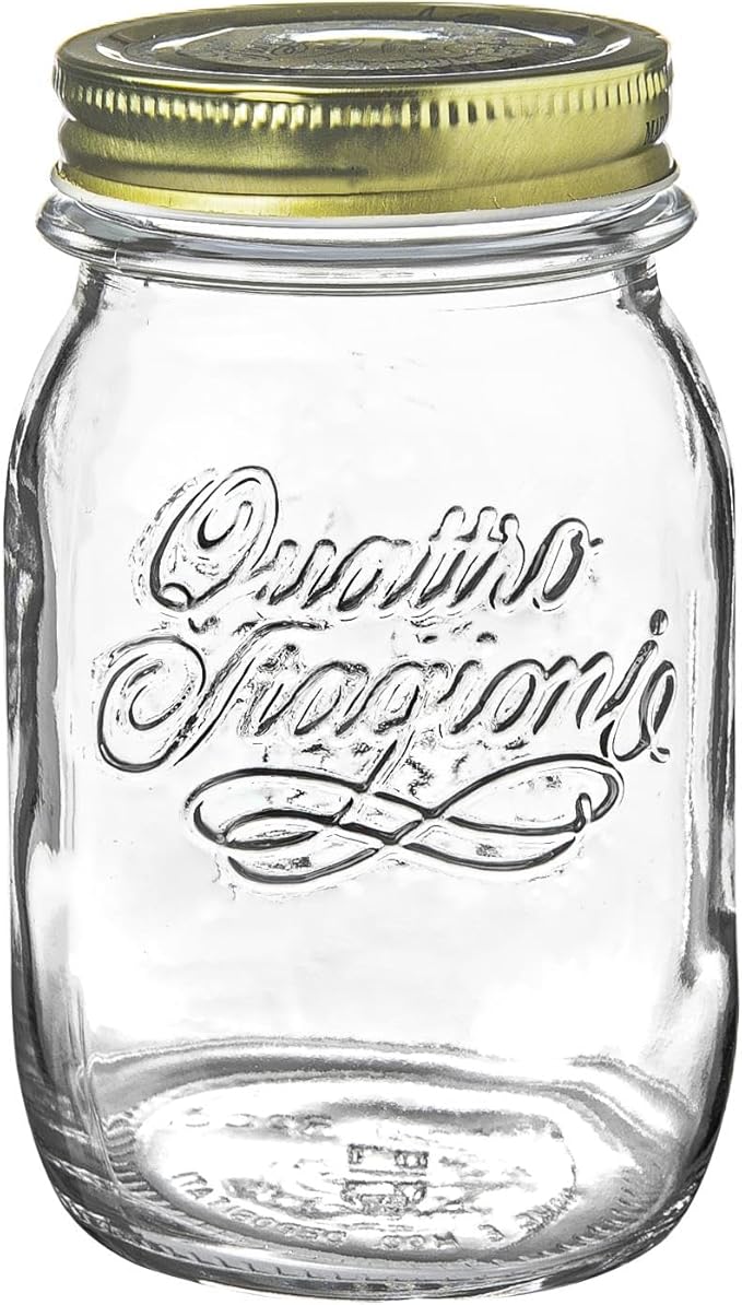 Bormioli Rocco Quattro Stagioni 17 oz Canning Jar - Vacuum Sealed for Home Canning & Au Bain-Marie"Cooking - BPA-Free, Airtight Storage for Dry Foods & Homemade Gifts - Odor Proof - Made in Italy