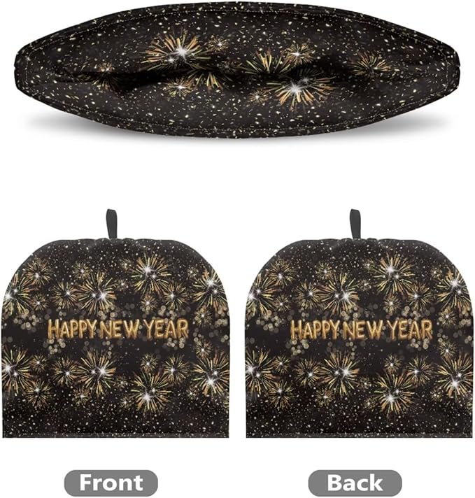 Happy New Year Letter Print Tea Cosy Pot Cozies Decorative Accessories for Teapots Insulated Beautiful Flower Tea Cozies Home Decor Pot Cozy for Keeping Warm Kitchen Accessory