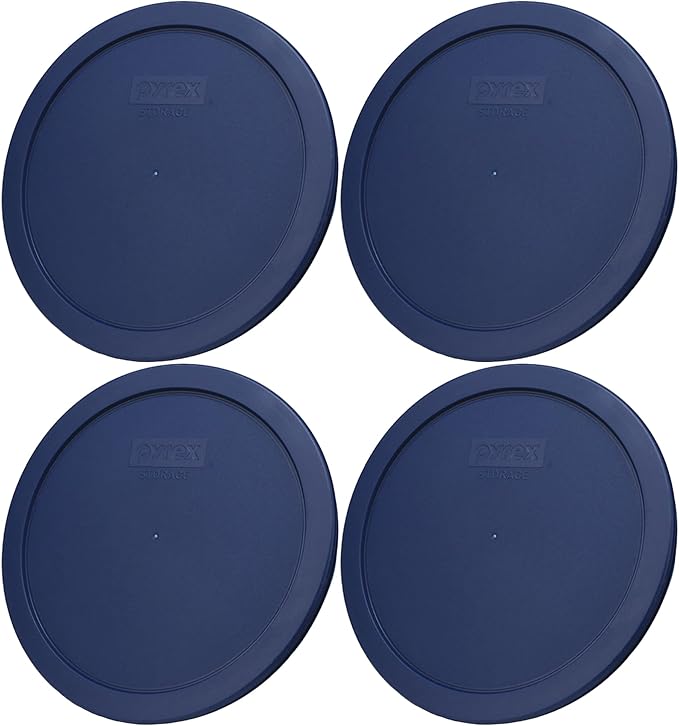 Pyrex 7402-PC 6/7-Cup Blue Replacement Lid for 7402 Sculpted Mixing Bowl & 7203 Bowl (4-Pack) - Made in the USA