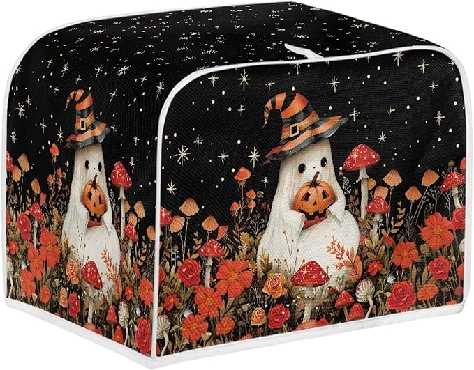Doojoayie Cute Ghost Toaster Covers for Kitchen Halloween Decor Toaster Appliance 4 Slice Dust-proof Cover Small Appliance and Fingerprint Protection