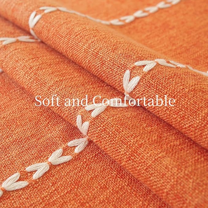 Zobesta Linen Table Cloth Burnt Orange Round Tablecloth 53 inch, Washable Farmhouse Soft Boho Round Table Cloth for Halloween,Thanksgiving, Party, Dining, Outdoor, Fall