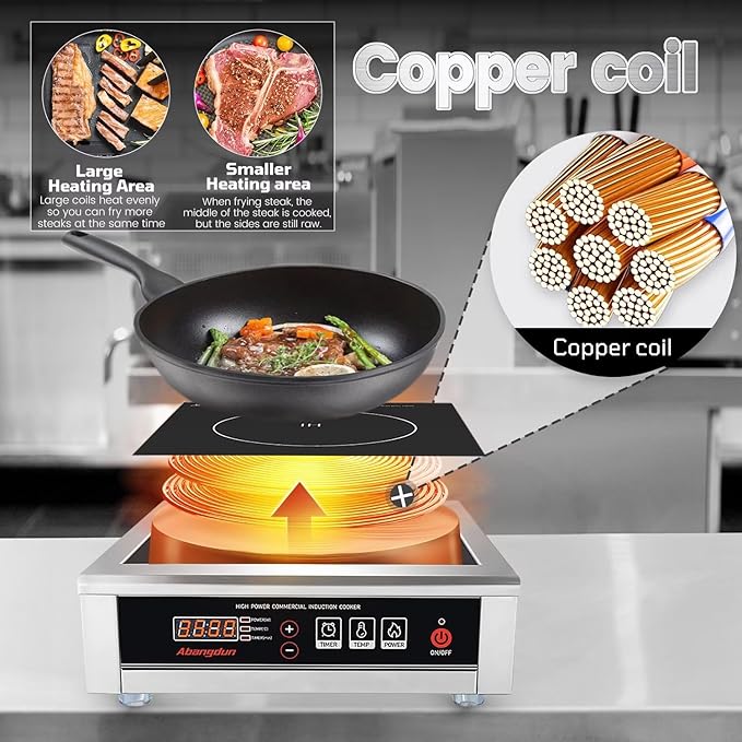 3500W Commercial Induction Cooktop, 240V Single Induction Burner with 18-Hour Timer, High-Efficiency Induction Heater for Restaurant & Catering