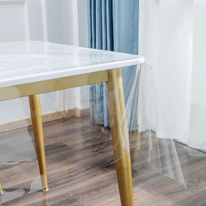 Pioggia Clear Tablecloth Protector Square Waterproof Oil-Proof Plastic Table Cloth Wipeable PVC Table Cover for Indoor and Outdoor (Clear, 60 x 60 Inch)