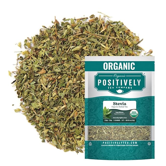 Organic Positively Tea Company, Stevia Leaf, Herbal Tea, Loose Leaf, 4 Ounce