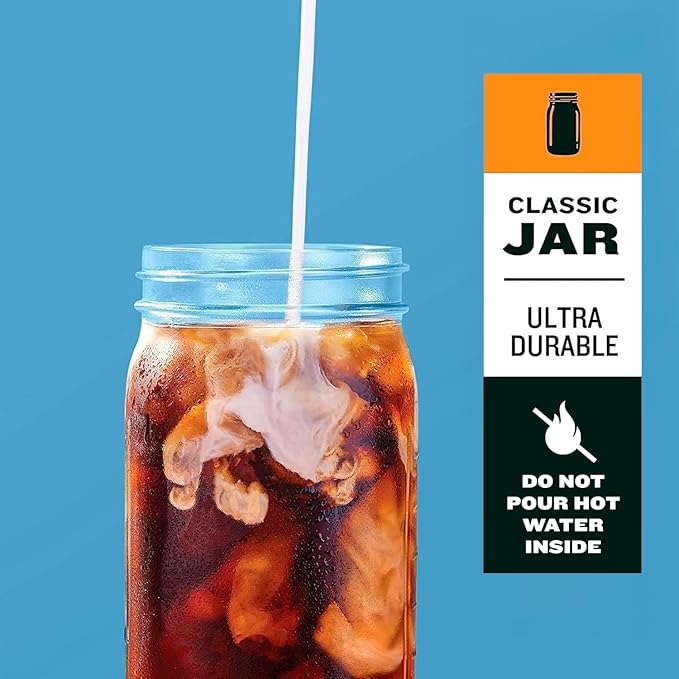 County Line Kitchen Glass Mason Jar Pitcher with Lid - Wide Mouth, 2 Quart (64 oz) - Heavy Duty, Leak Proof - Sun & Iced Tea Pitcher, Cold Brew Coffee, Breast Milk Storage, Water - Black