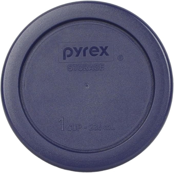 Pyrex (2) 7202-PC 1-Cup, (2) 7200-PC 2-Cup, & (2) 7201-PC 4-Cup Blue Food Storage Replacement Lids - Made in USA