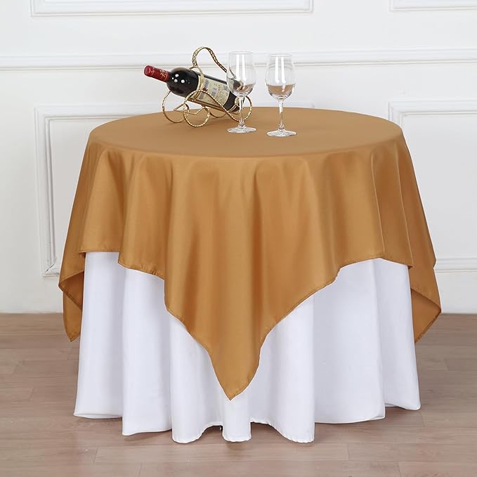 Efavormart 54x54 Gold Wholesale Linens Seamless Polyester Square Linen Tablecloth for Wedding Banquet Party Restaurant