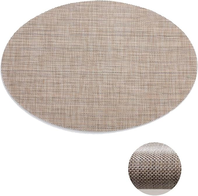 Washable Oval PVC Placemats Set of 1/4/6 Heat Cross Woven Non-Slip Insulation Table Mats for Kitchen Dining Table(Tuo Cream,4pcs)