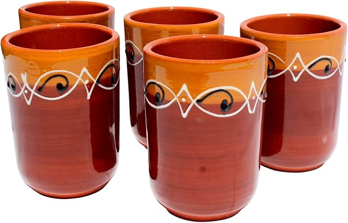 Cactus Canyon Ceramics Spanish Terracotta 5-Piece Cup Set, Spanish Sunset