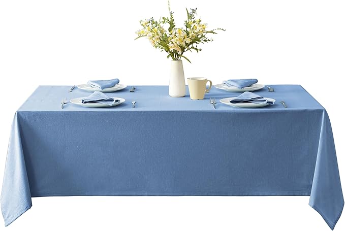 Spring & Easter Holiday Charleston Ash Blue 60 x 84 inch Rectangle Fabric Tablecloth, Cotton Table Cover for Indoor Outdoor Dining, Machine Washable Solid Color Tablecloths for Everyday Use