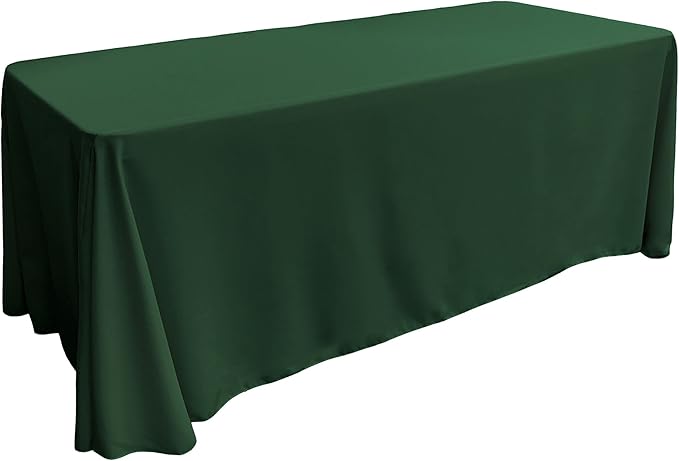 LA Linen Polyester Poplin Washable Rectangular Tablecloth, Stain and Wrinkle Resistant Table Cover Fabric Table Cloth for Dinning, Kitchen, Party, Holiday 90 by 156-Inch, Hunter Green 90 in x 156 in