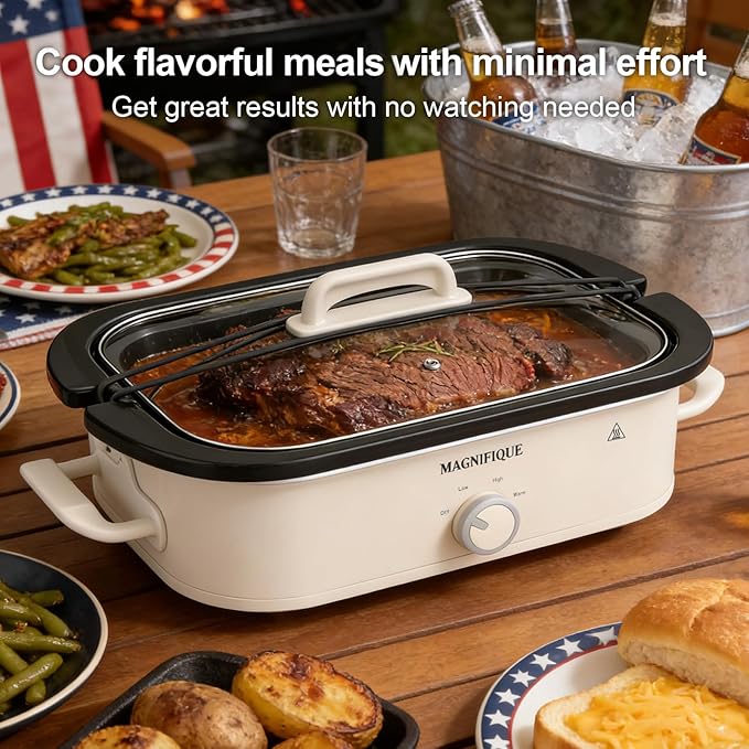 4-Quart Slow Cooker with Casserole Manual Warm Setting - Perfect Kitchen Small Appliance for Family Dinners, Dishwasher Safe Crock, Oatmeal