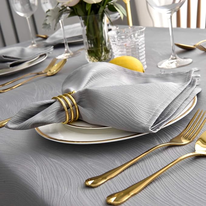 maxmill Jacquard Cloth Napkins 20 x 20 Inch Swirl Pattern Soft Comfortable and Luxury Serviette for Family Dinners Weddings Parties and Banquets Set of 4 Light Gray