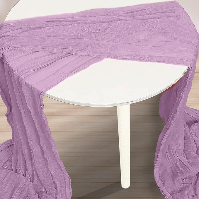 10 Pack Lilac Cheesecloth Table Runner 35x120 Inch 10Ft Rustic Gauze Cheese Cloth Table Runner Sheer Cheesecloth Table Runners for Wedding Party Bridal Shower Decoration