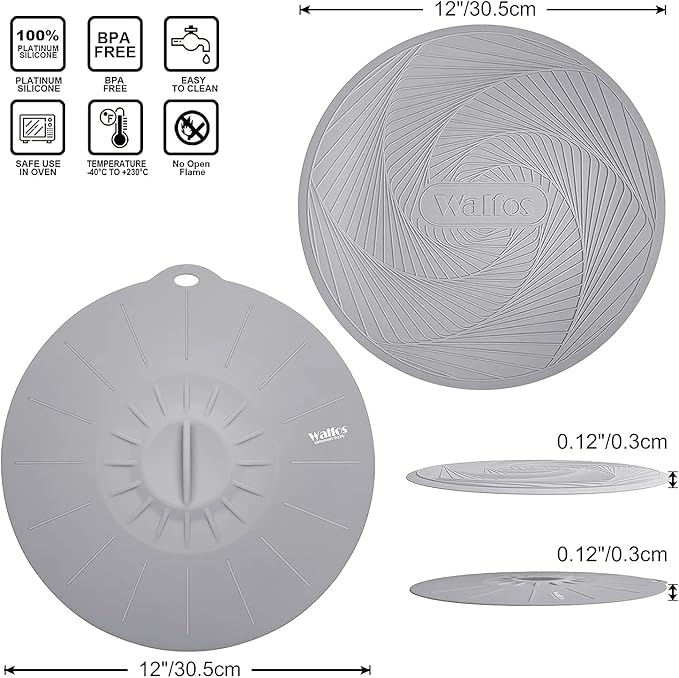 Walfos Silicone Microwave Mat & Lid Set, Heat Resistant Multi-Purpose Trivet Mat and Seal Lids, Non-Slip and BPA Free, Perfect for Oven and Hot Pan