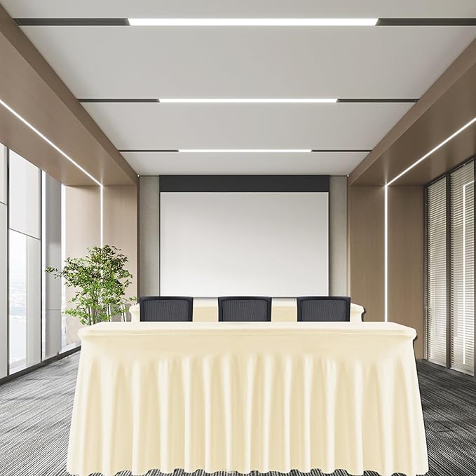 6FT Ivory Rectangular Tablecloth - Washable & Wrinkle-Free Stretch Fit with Table Skirt Design for 72 Inch Tables, Perfect for Wedding Parties Banquet – Ideal for Event Planner & Home Host