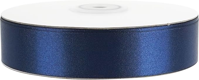 MEEDEE Navy Ribbon 1 Inch Navy Blue Satin Ribbon Lux Double Faced Satin Ribbons by 50 Yards Polyester Blue Wrapping Ribbons for Crafts, Weddings, Flower Bouquet, Holiday Decorating