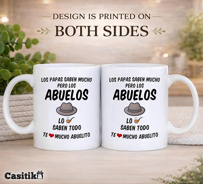 Casitika Regalos para el Mejor Abuelo del Mundo. 11 oz Abuelito Coffee Mug. Grandpa Cups in Spanish. Taza de Regalo de dia del Padre o Cumpleanos. (White)