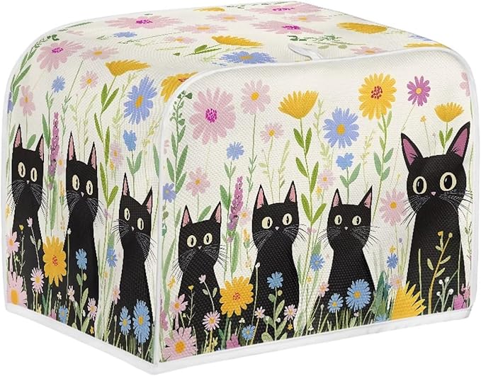 Doojoayie Black Cat Toaster Cover Small Appliance Cover 2 Slice Dustproof Toaster Machine Protection for Most Standard Toasters
